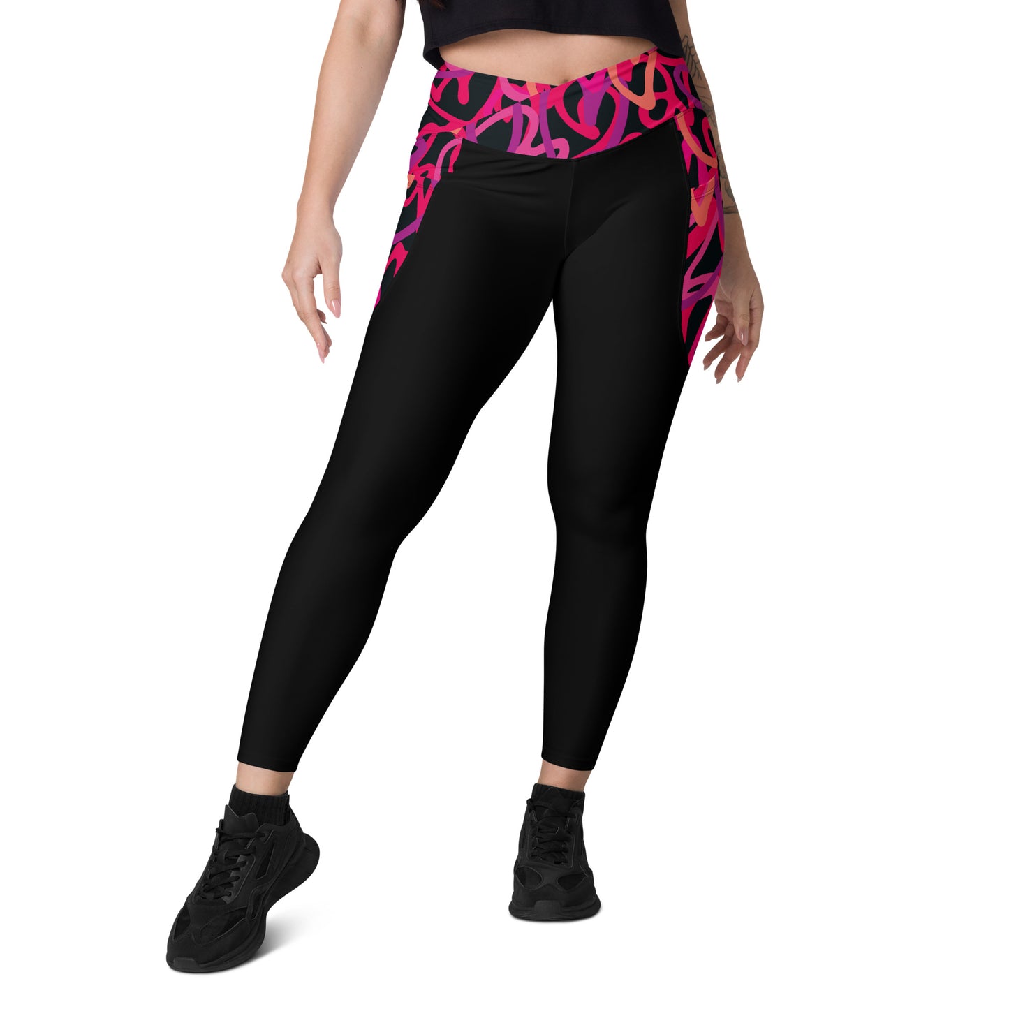 Rising Sublime Crossover leggings with pockets / Printed Magenta