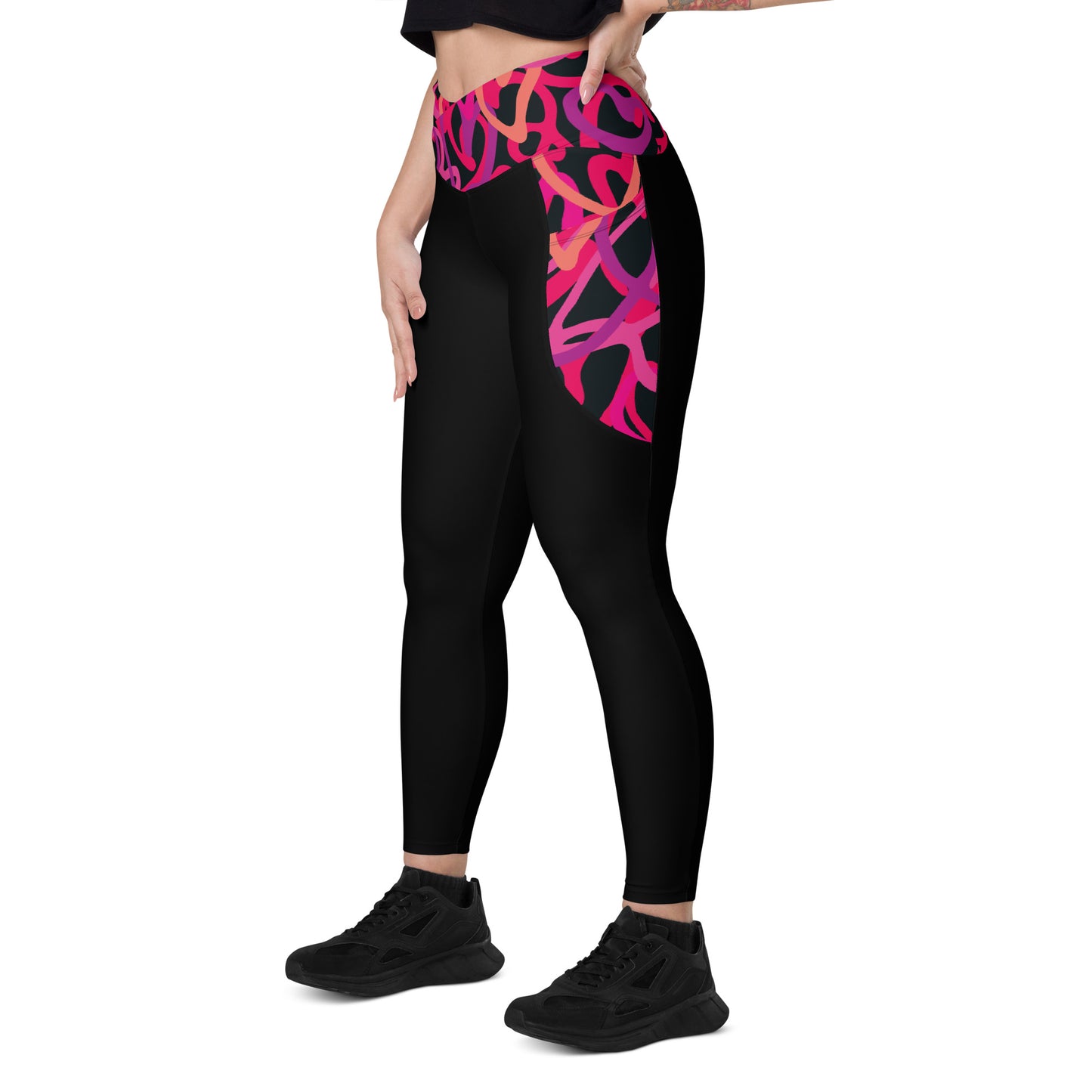 Rising Sublime Crossover leggings with pockets / Printed Magenta