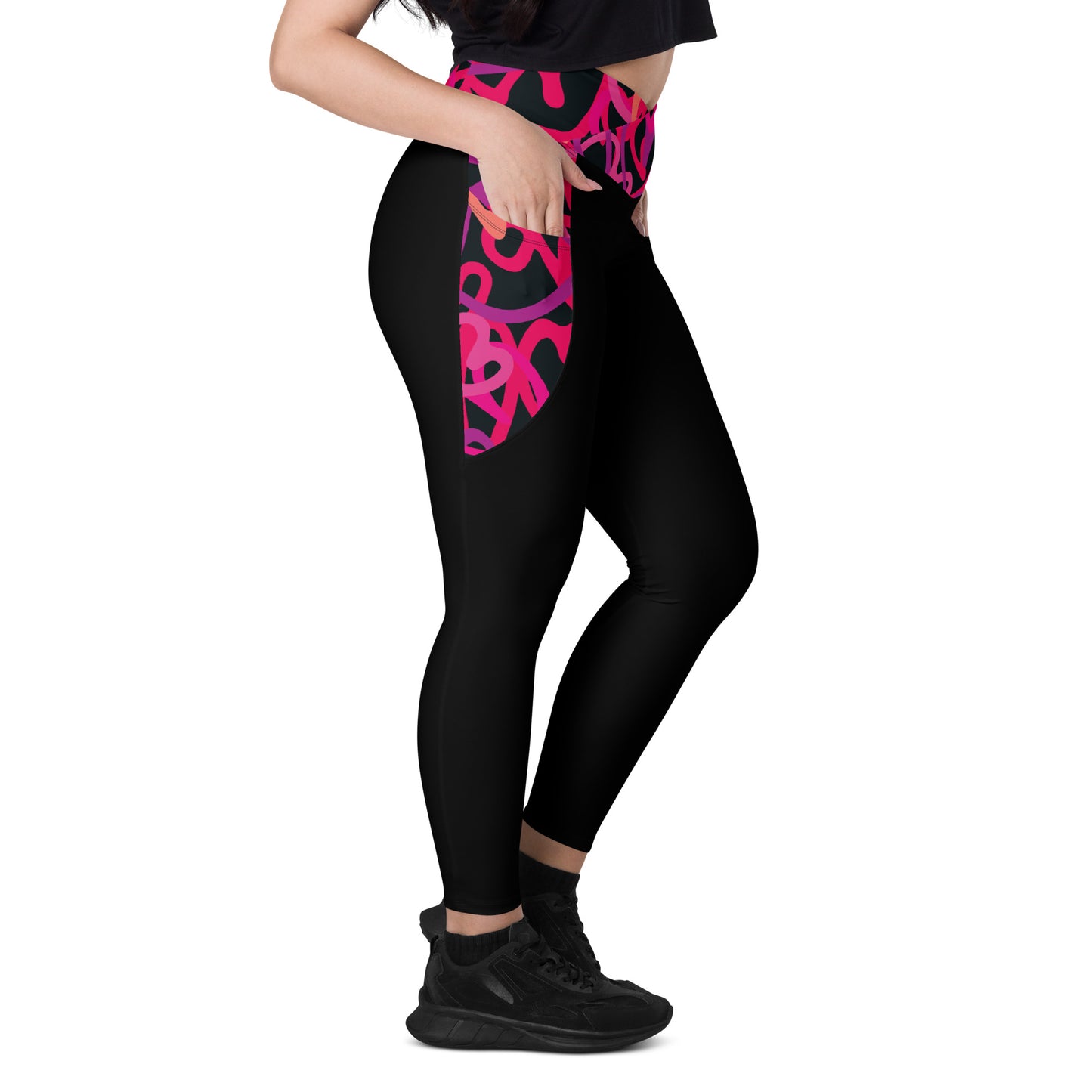 Rising Sublime Crossover leggings with pockets / Printed Magenta