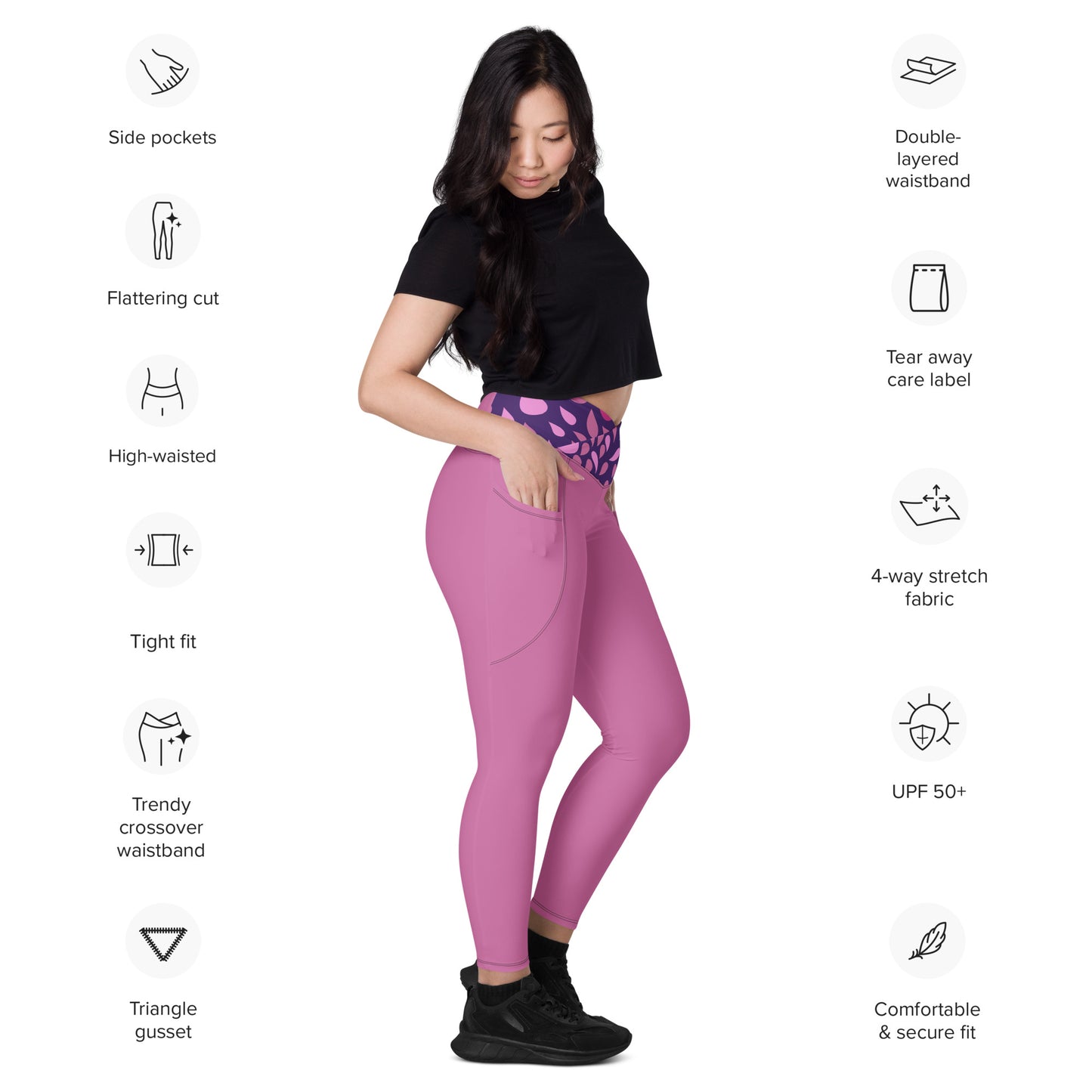 Rising Sublime Crossover leggings with pockets / Purple Lilac