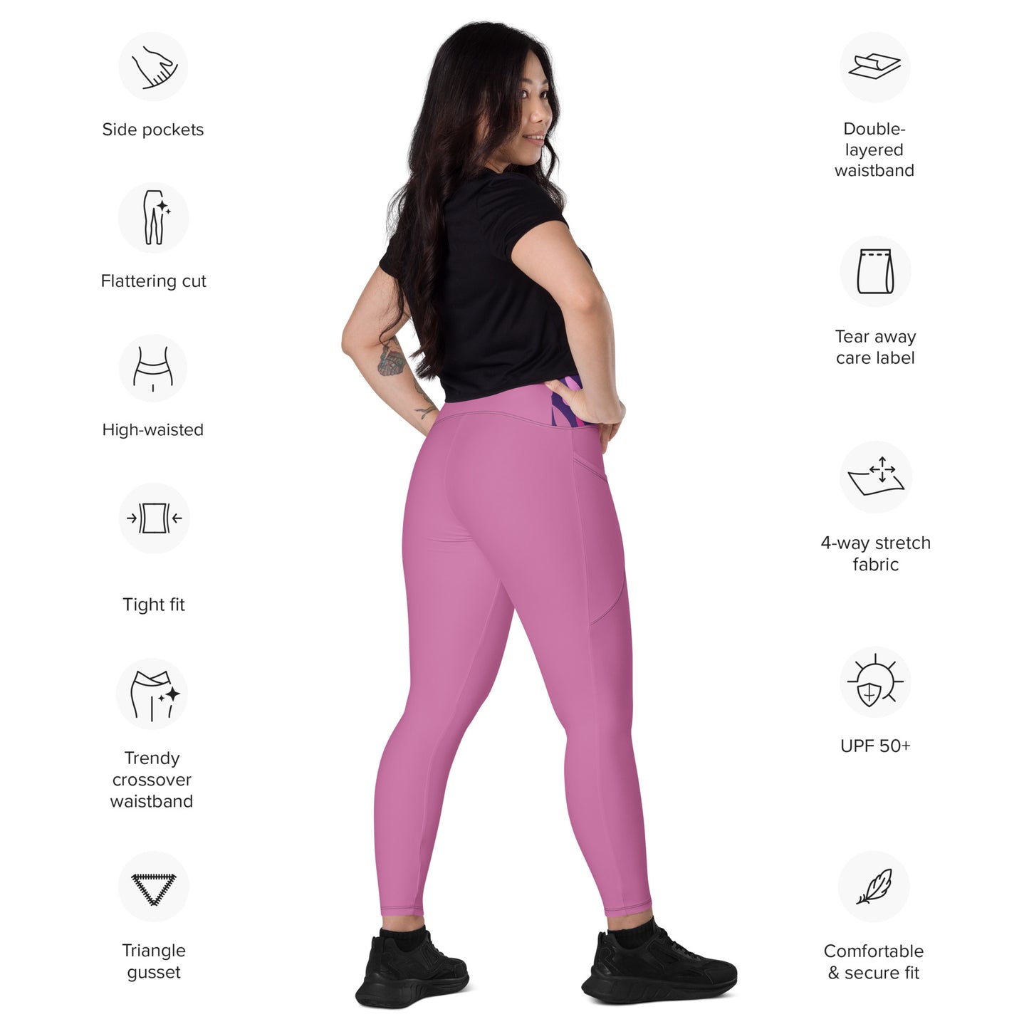 Rising Sublime Crossover leggings with pockets / Purple Lilac