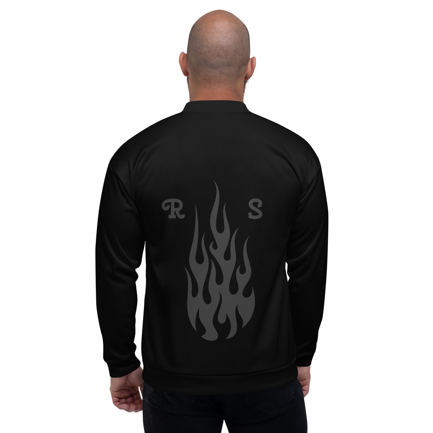 Unisex Bomber Jacket-Black Fire