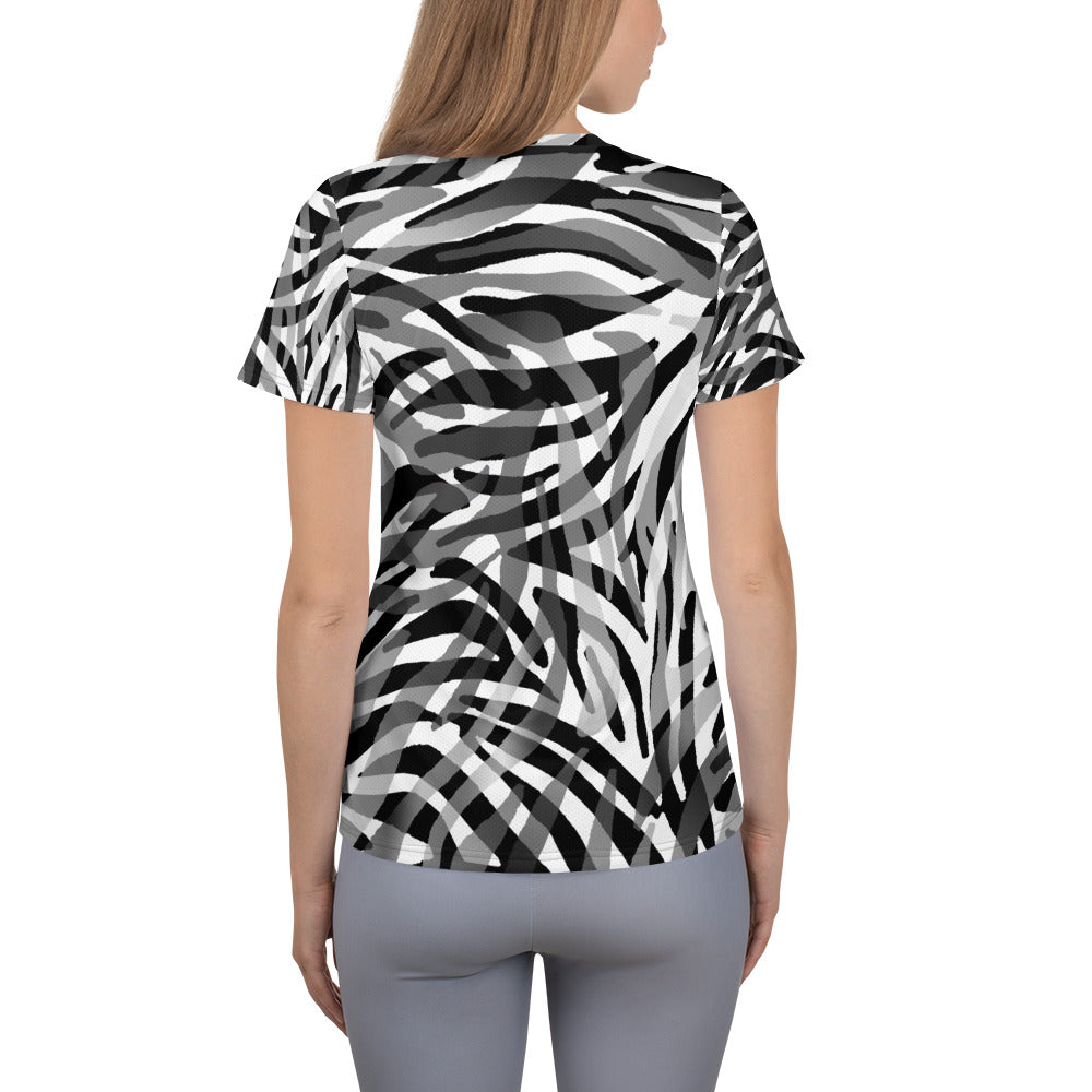 Rising Sublime Printed Women's Athletic T-shirt / Black & Gray