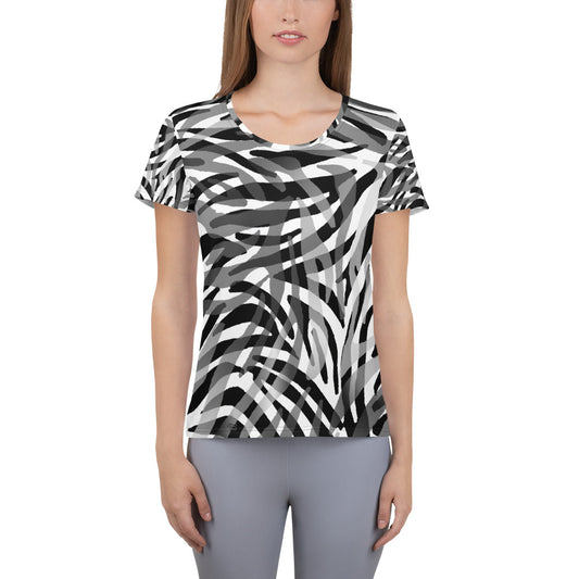 Rising Sublime Printed Women's Athletic T-shirt / Black & Gray