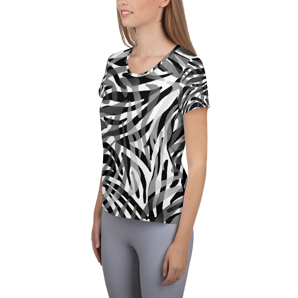 Rising Sublime Printed Women's Athletic T-shirt / Black & Gray