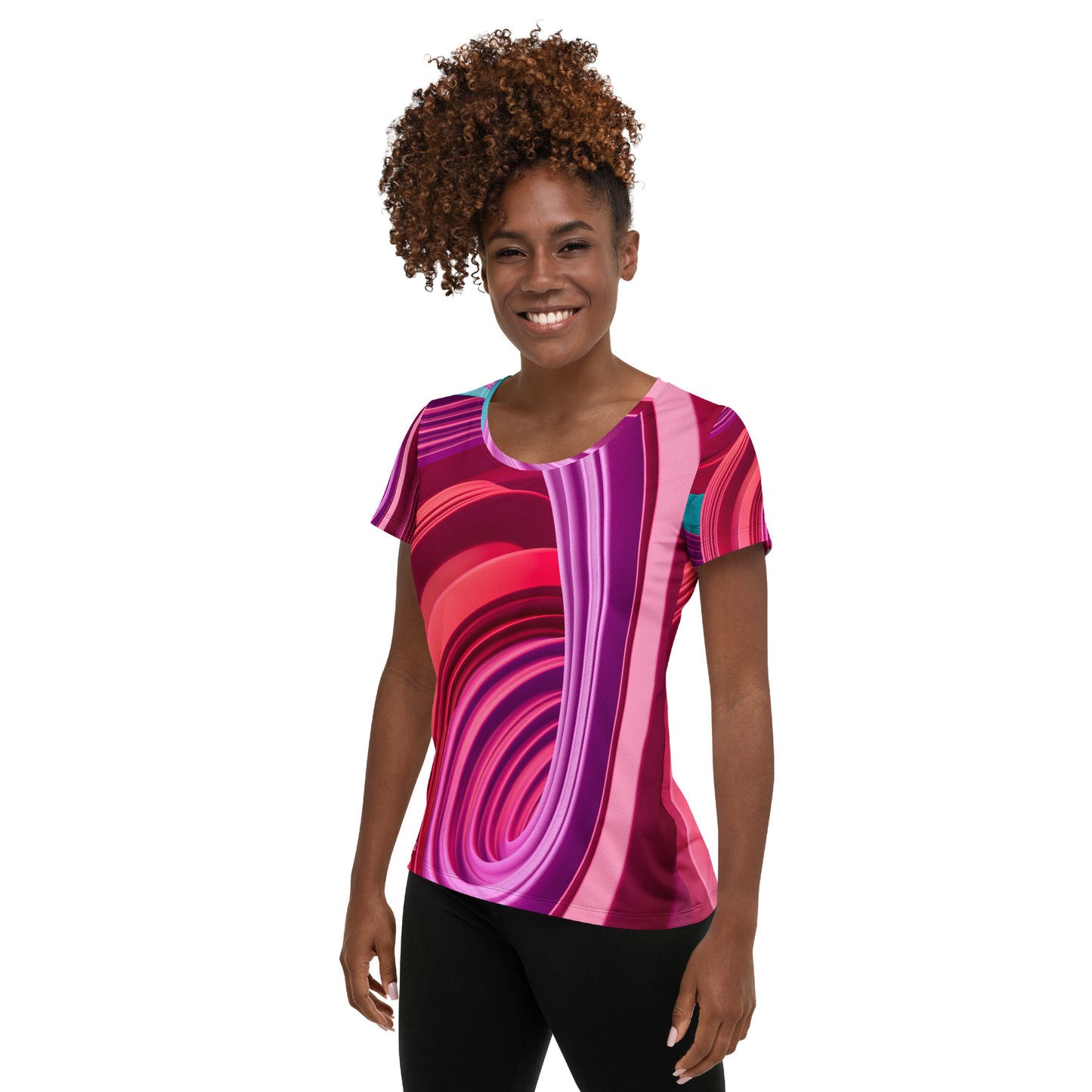 Rising Sublime Printed Women's Athletic T-shirt / Red & Pink