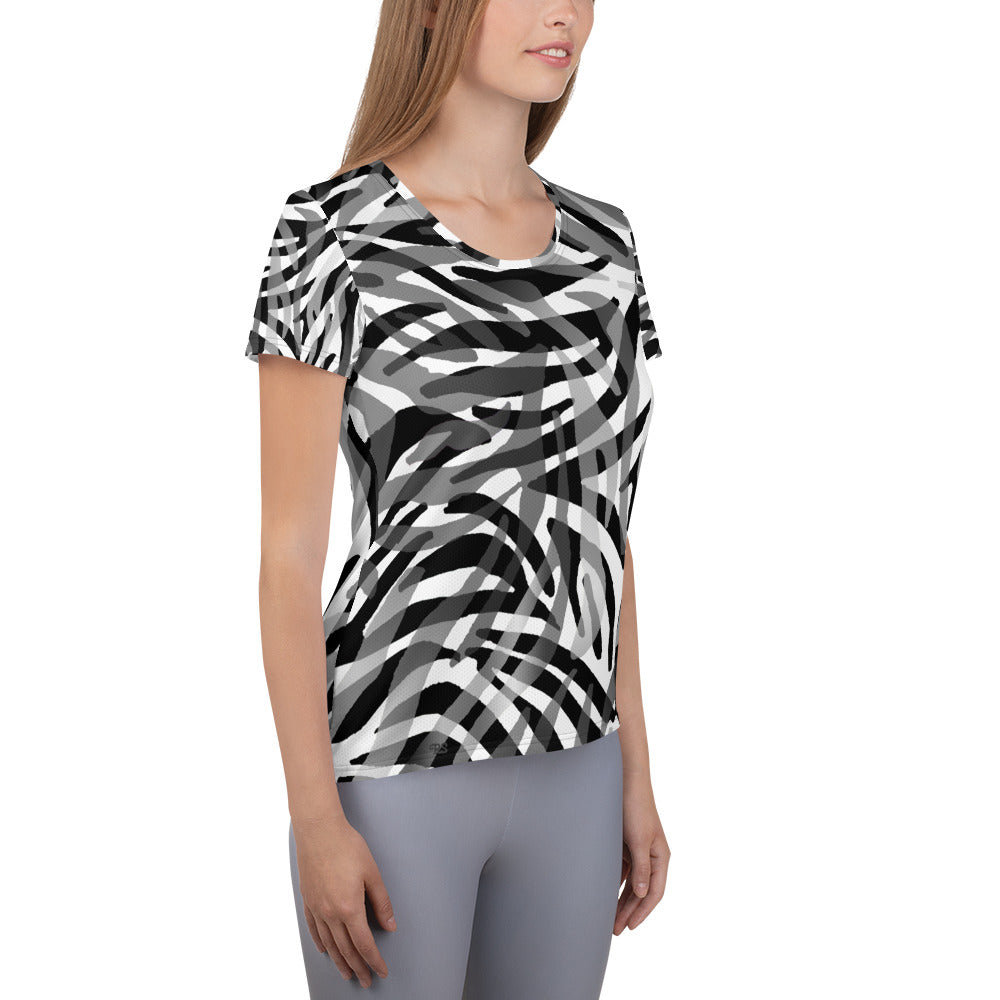 Rising Sublime Printed Women's Athletic T-shirt / Black & Gray