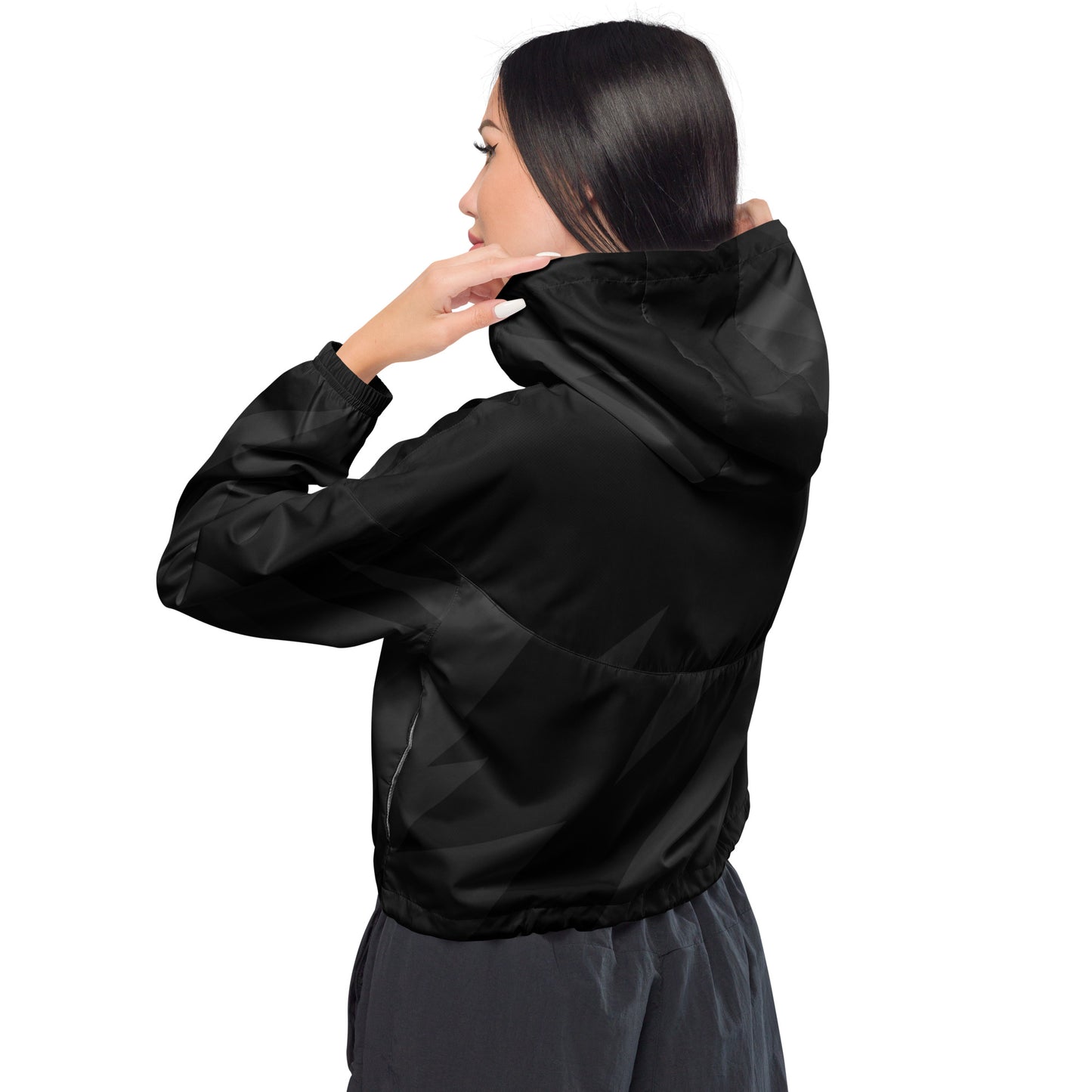 Women’s cropped windbreaker- Ash Black