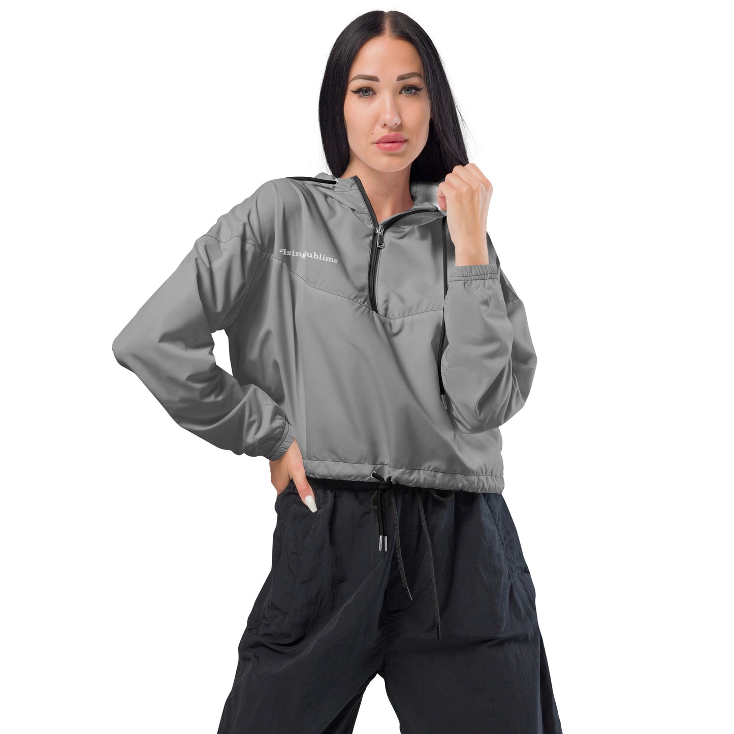 Women’s cropped windbreaker-Grey