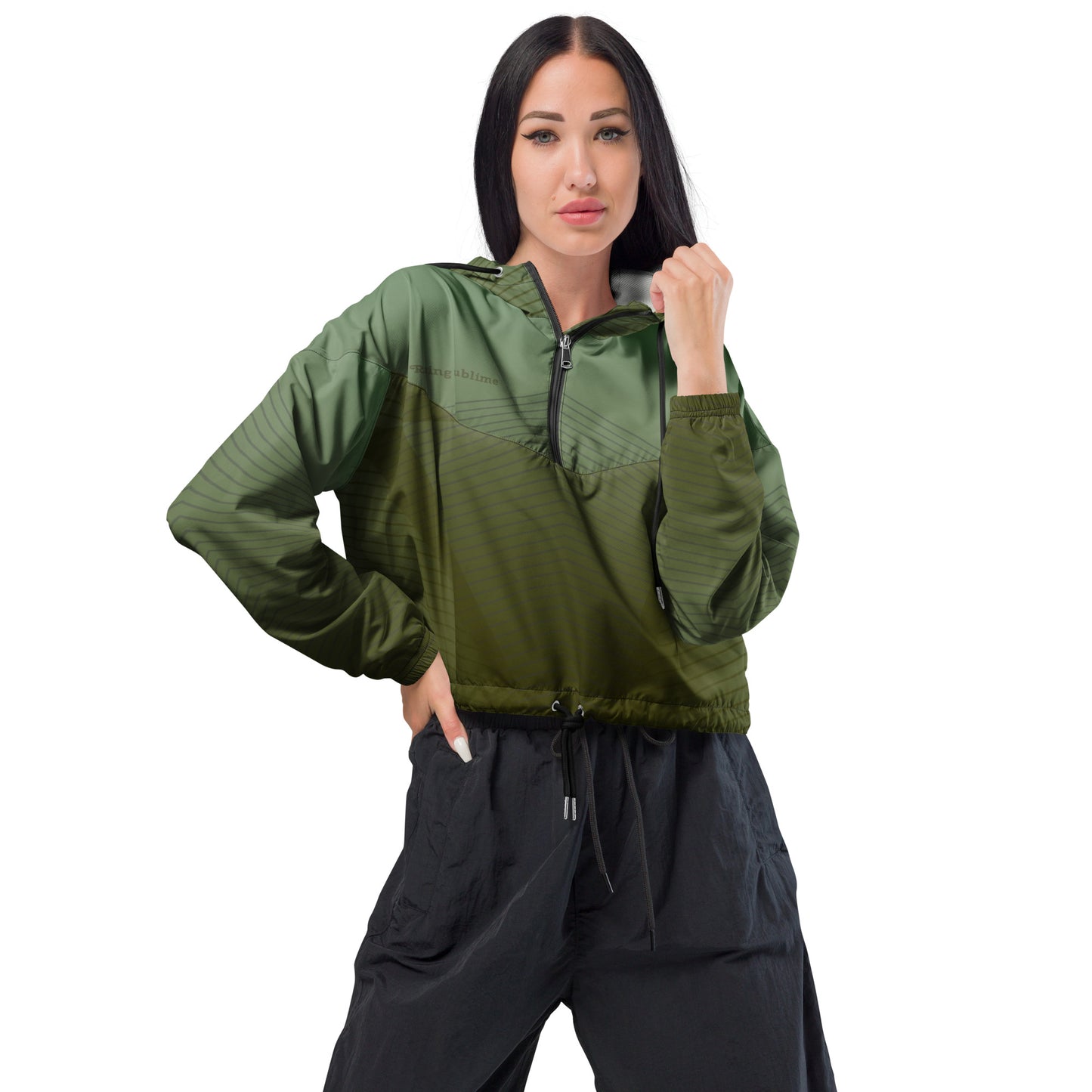 Women’s cropped windbreaker- Hiker Green