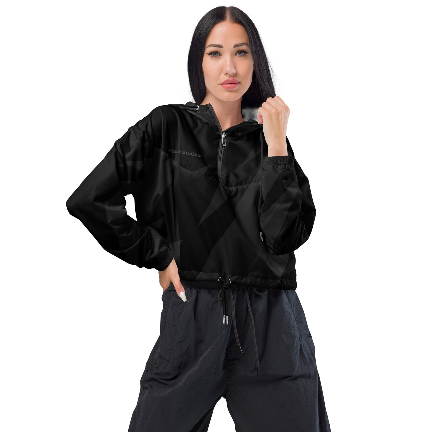 Women’s cropped windbreaker- Ash Black