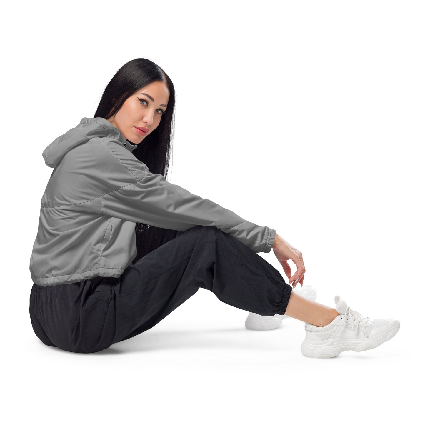 Women’s cropped windbreaker-Grey