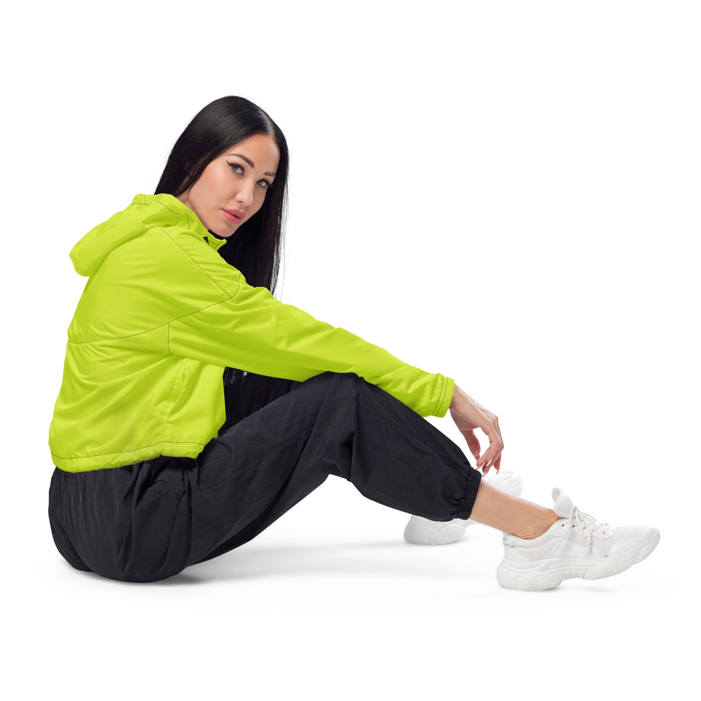 Women’s cropped windbreaker-Lime