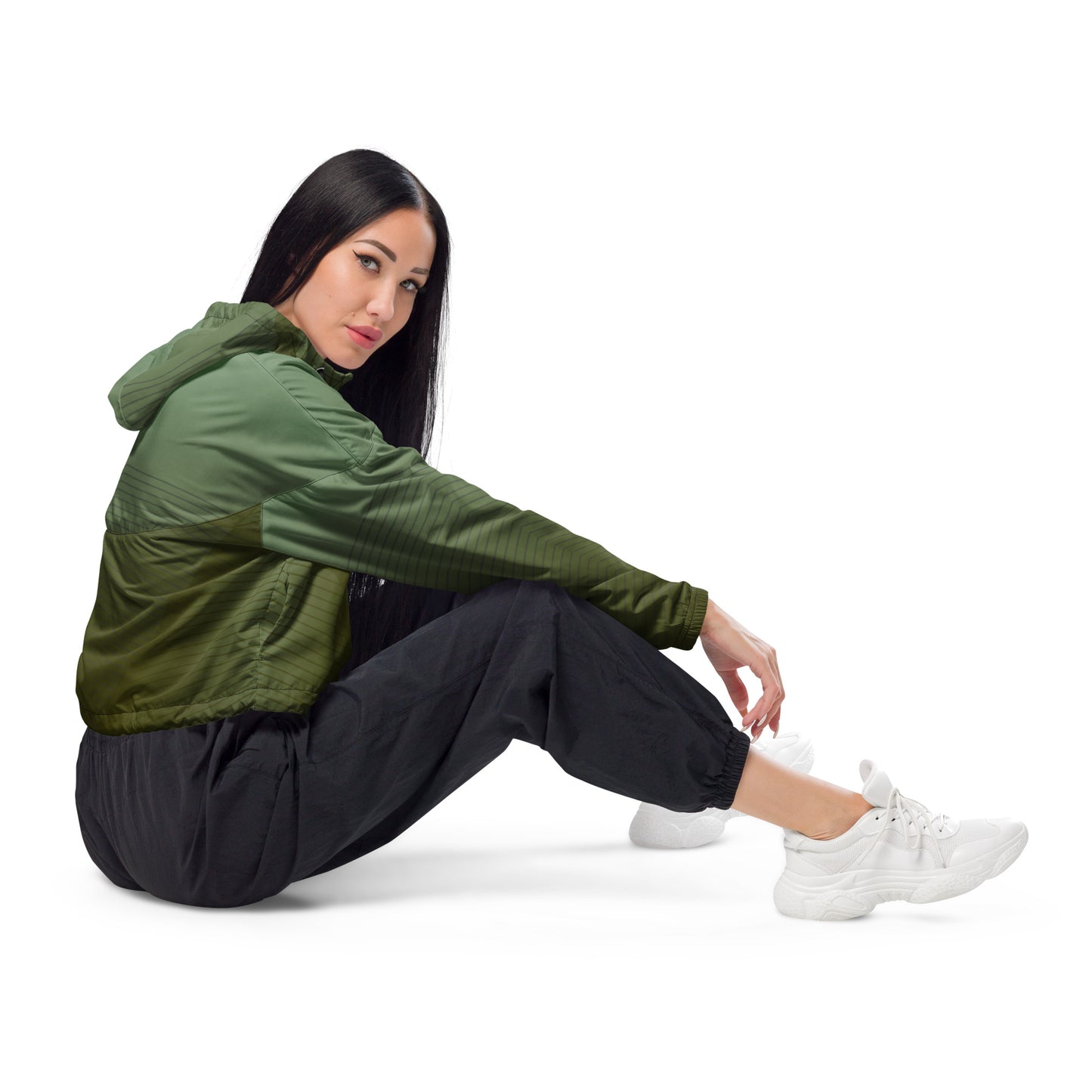 Women’s cropped windbreaker- Hiker Green