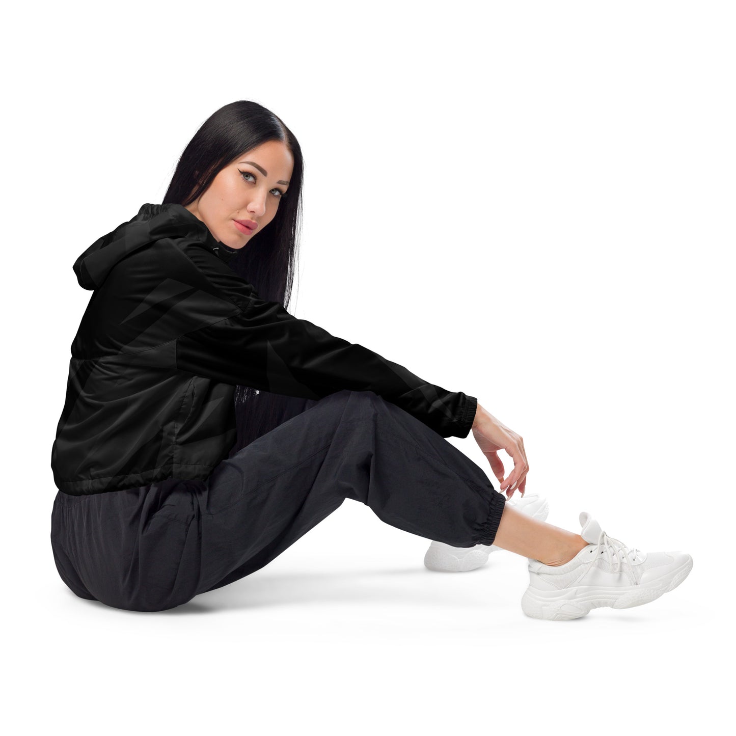 Women’s cropped windbreaker- Ash Black