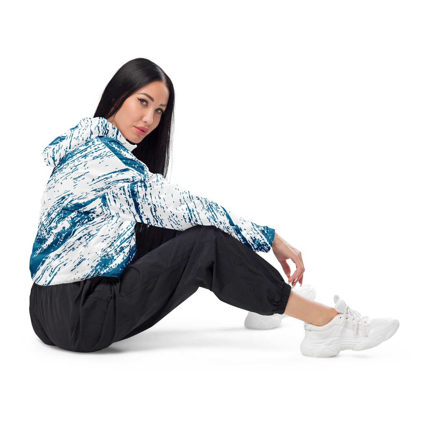 Women’s cropped windbreaker- Blue Splash